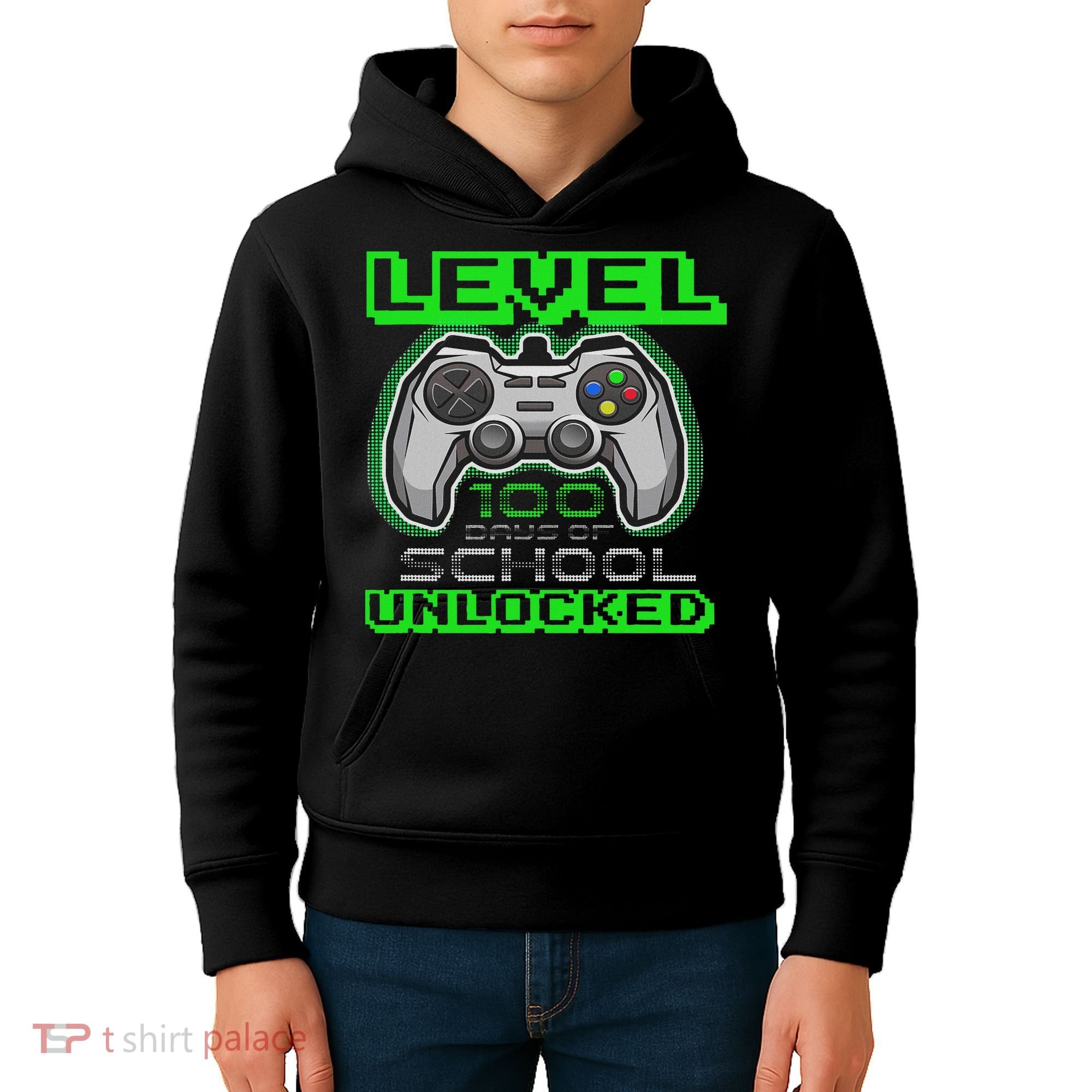 Level 100 Days Of School Unlocked Video Game Kids Hoodie
