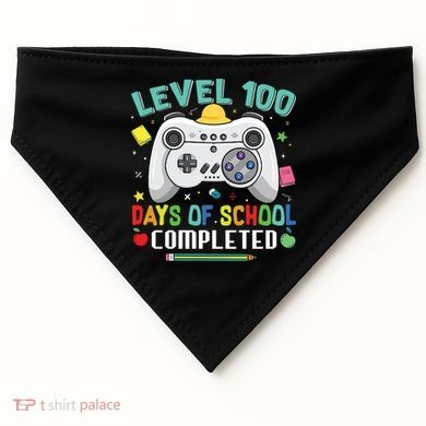 Level 100 Day's Of School Funny Completed USA-Made Doggie Bandana