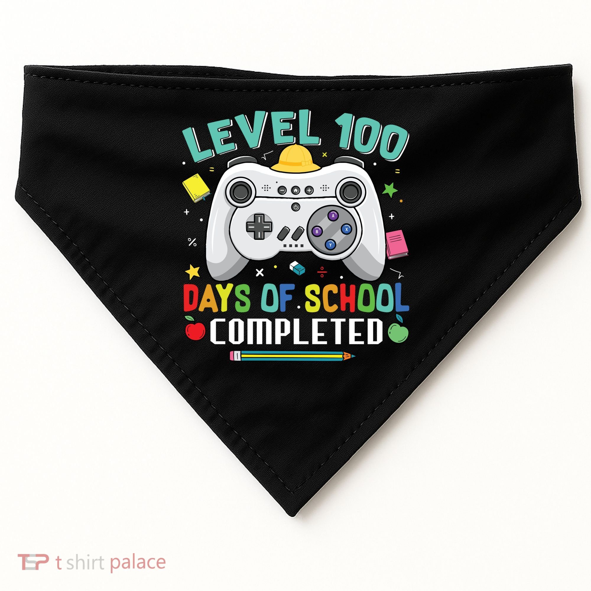 Level 100 Day's Of School Funny Completed USA-Made Doggie Bandana