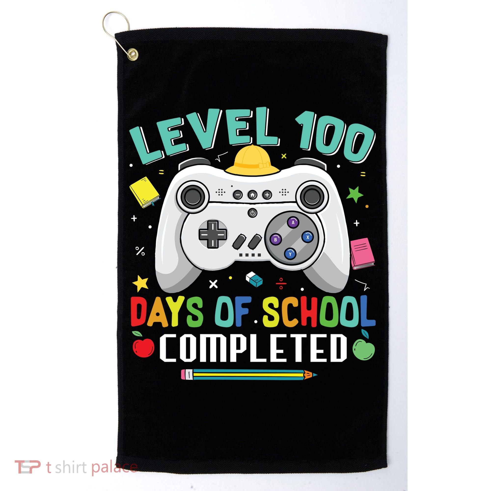 Level 100 Day's Of School Funny Completed Golf Towel