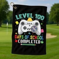 Level 100 Day's Of School Funny Completed Golf Towel thumb 1