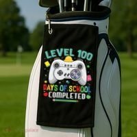 Level 100 Day's Of School Funny Completed Golf Towel thumb 2
