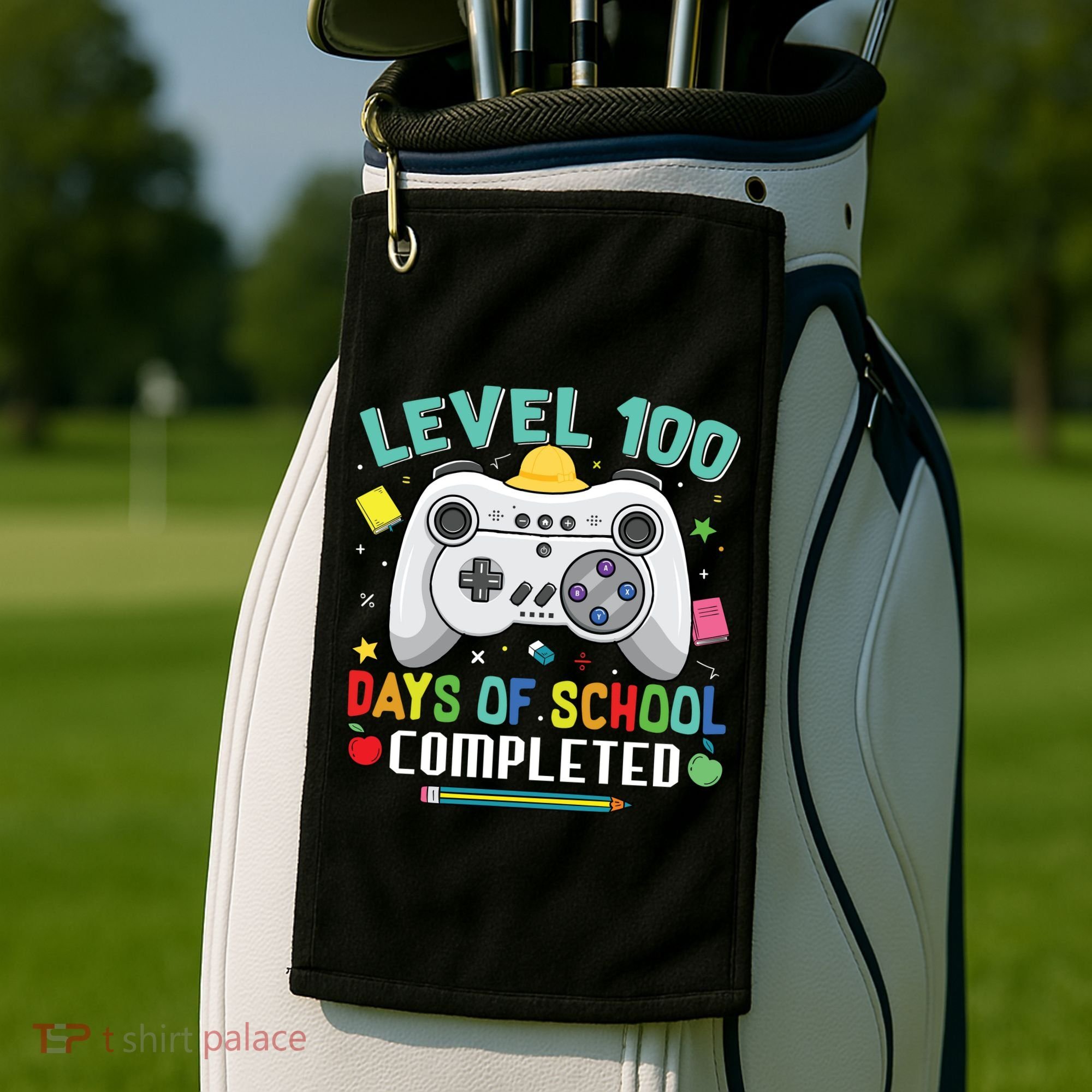 Level 100 Day's Of School Funny Completed Golf Towel