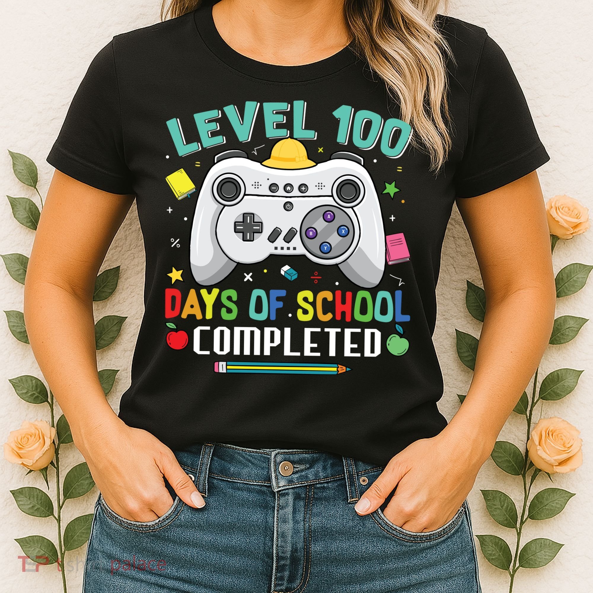 Level 100 Day's Of School Funny Completed Women's T-Shirt