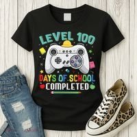Level 100 Day's Of School Funny Completed Women's T-Shirt thumb 3