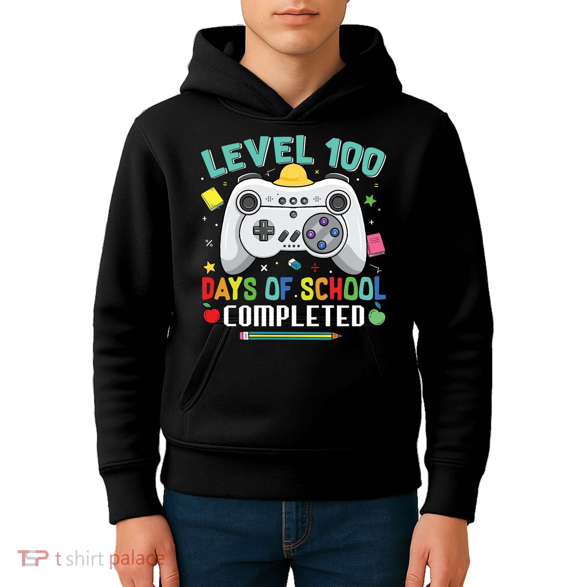 Level 100 Day's Of School Funny Completed Kids Hoodie