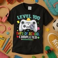 Level 100 Day's Of School Funny Completed Kids T-Shirt thumb 3