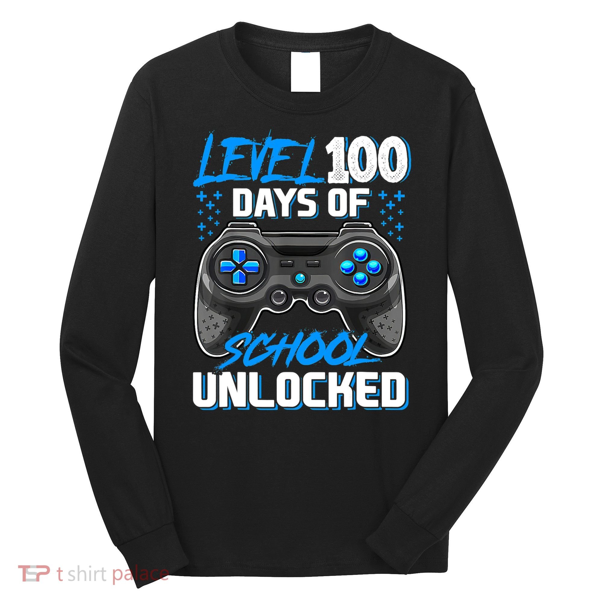 Level 100 Days Of School Unlocked Gamer Video Games Boys Long Sleeve Shirt