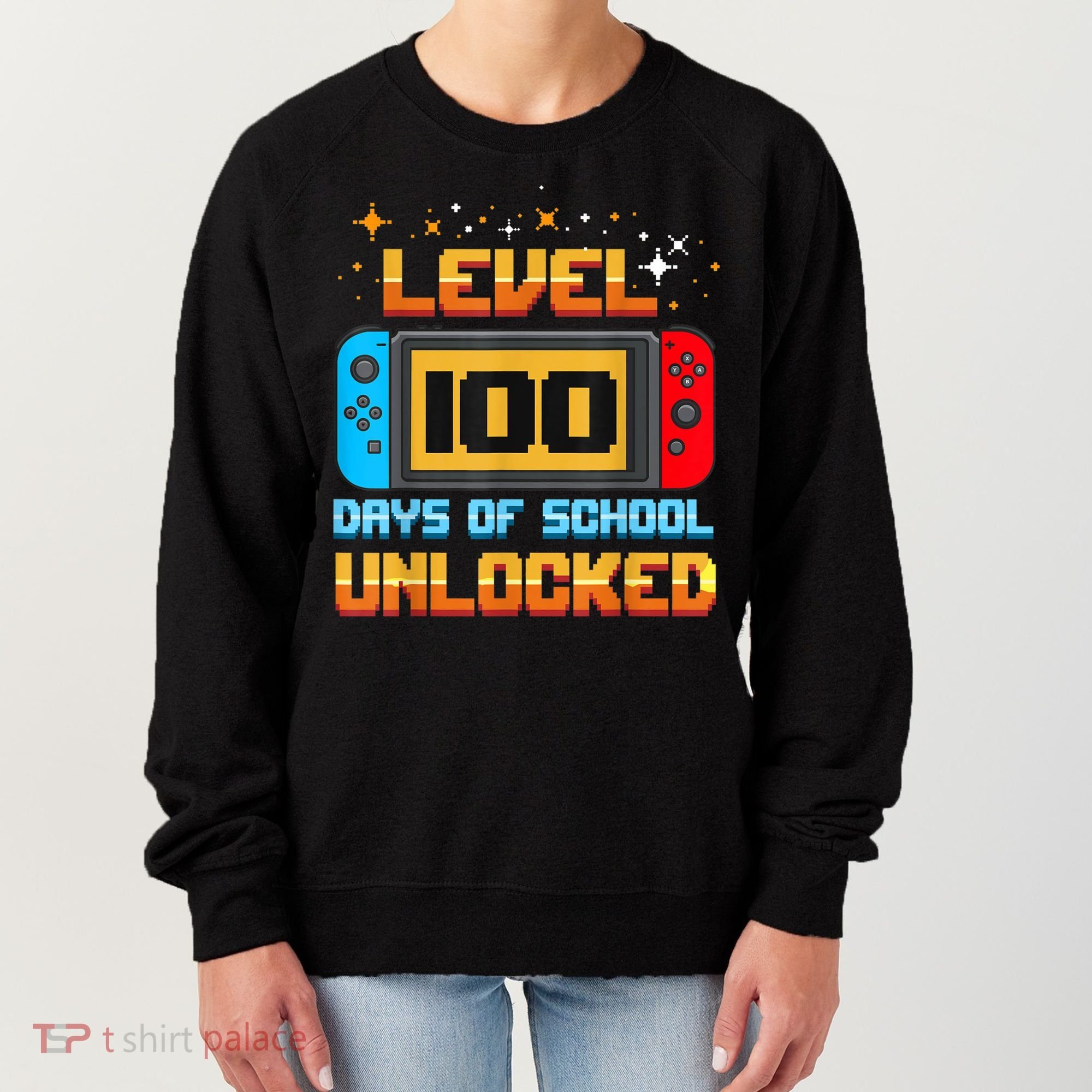 Level 100 Days Of School Unlocked Gamer Funny 100th Day. Women's Sweatshirt