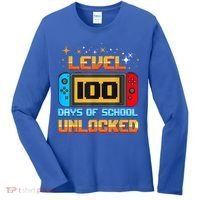 Level 100 Days Of School Unlocked Gamer Funny 100th Day. Women's Long Sleeve Shirt thumb 0