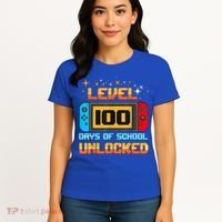 Level 100 Days Of School Unlocked Gamer Funny 100th Day. Women's T-Shirt thumb 4