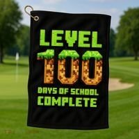 Level 100 Days Of School Complete Gamer  Golf Towel thumb 1