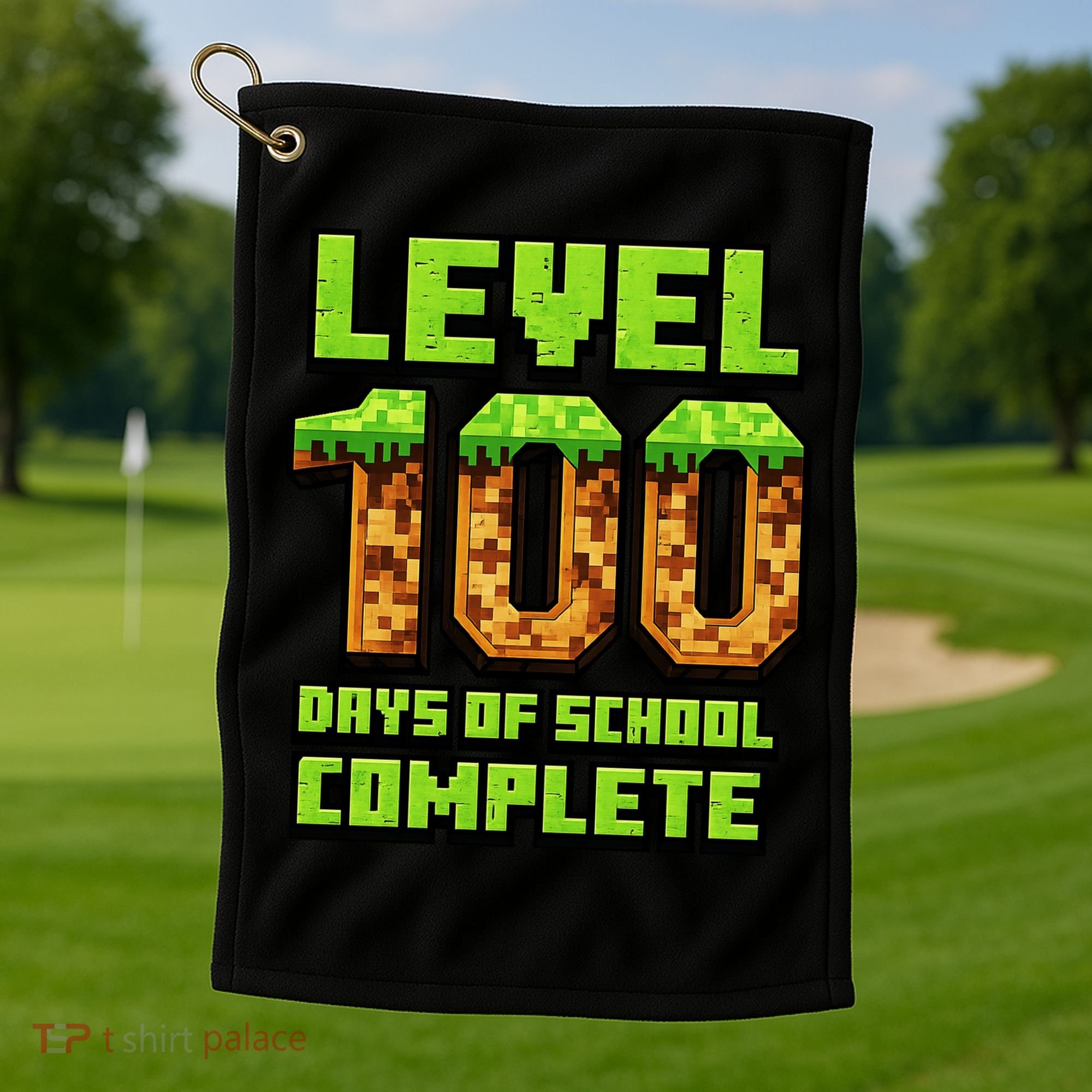 Level 100 Days Of School Complete Gamer  Golf Towel