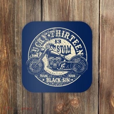 Lucky 13 Speed Motor T For Vintage Black Sin Coaster