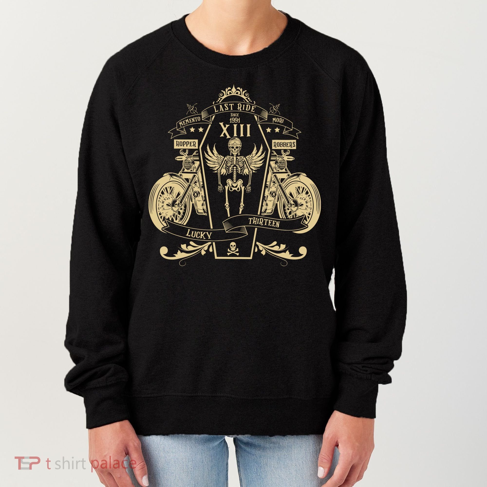 Lucky 13 Thirteen Memento Mori Last Ride Skeleton Biker Women's Sweatshirt