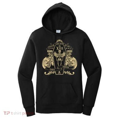 Lucky 13 Thirteen Memento Mori Last Ride Skeleton Biker Women's Hoodie