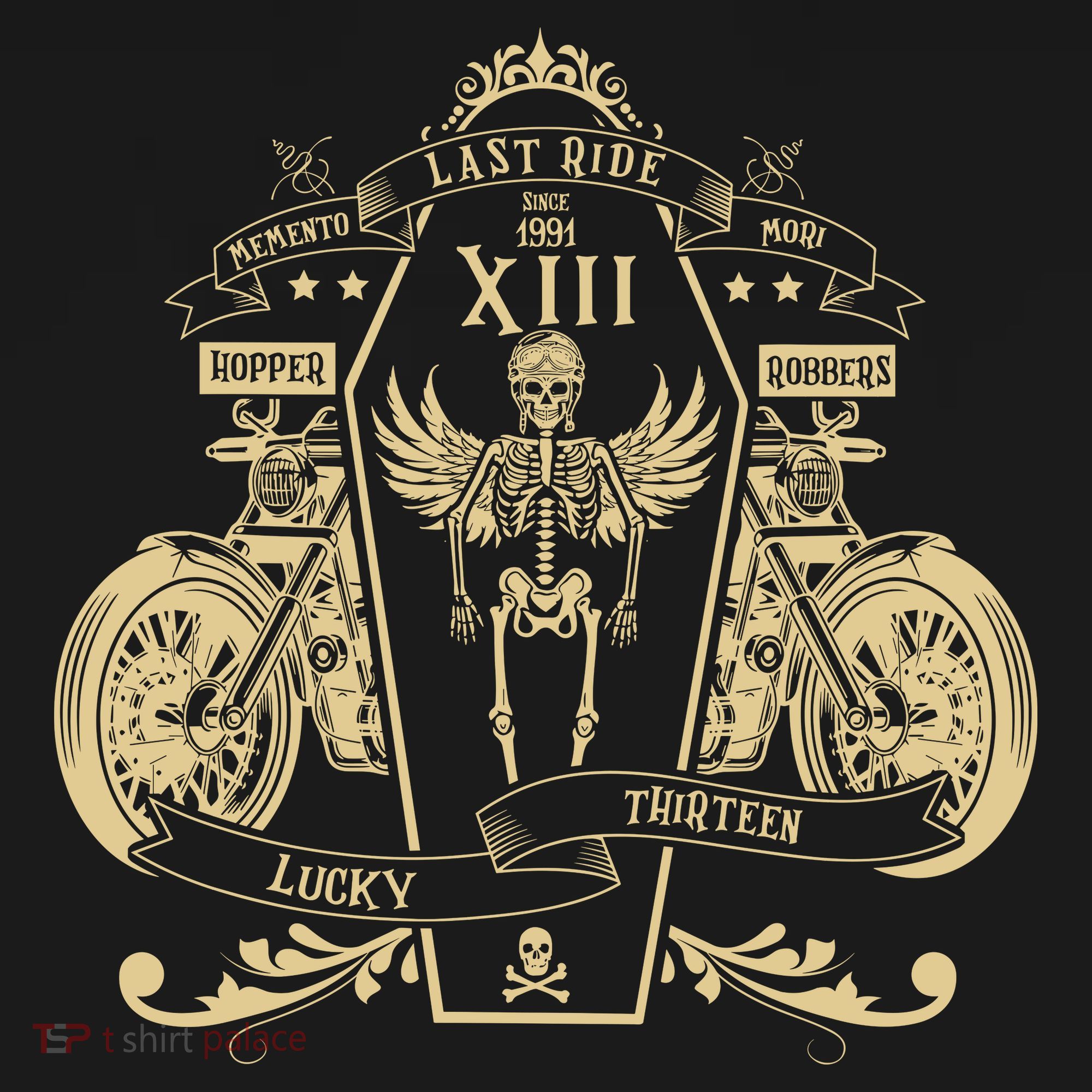 Lucky 13 Thirteen Memento Mori Last Ride Skeleton Biker Women's Hoodie