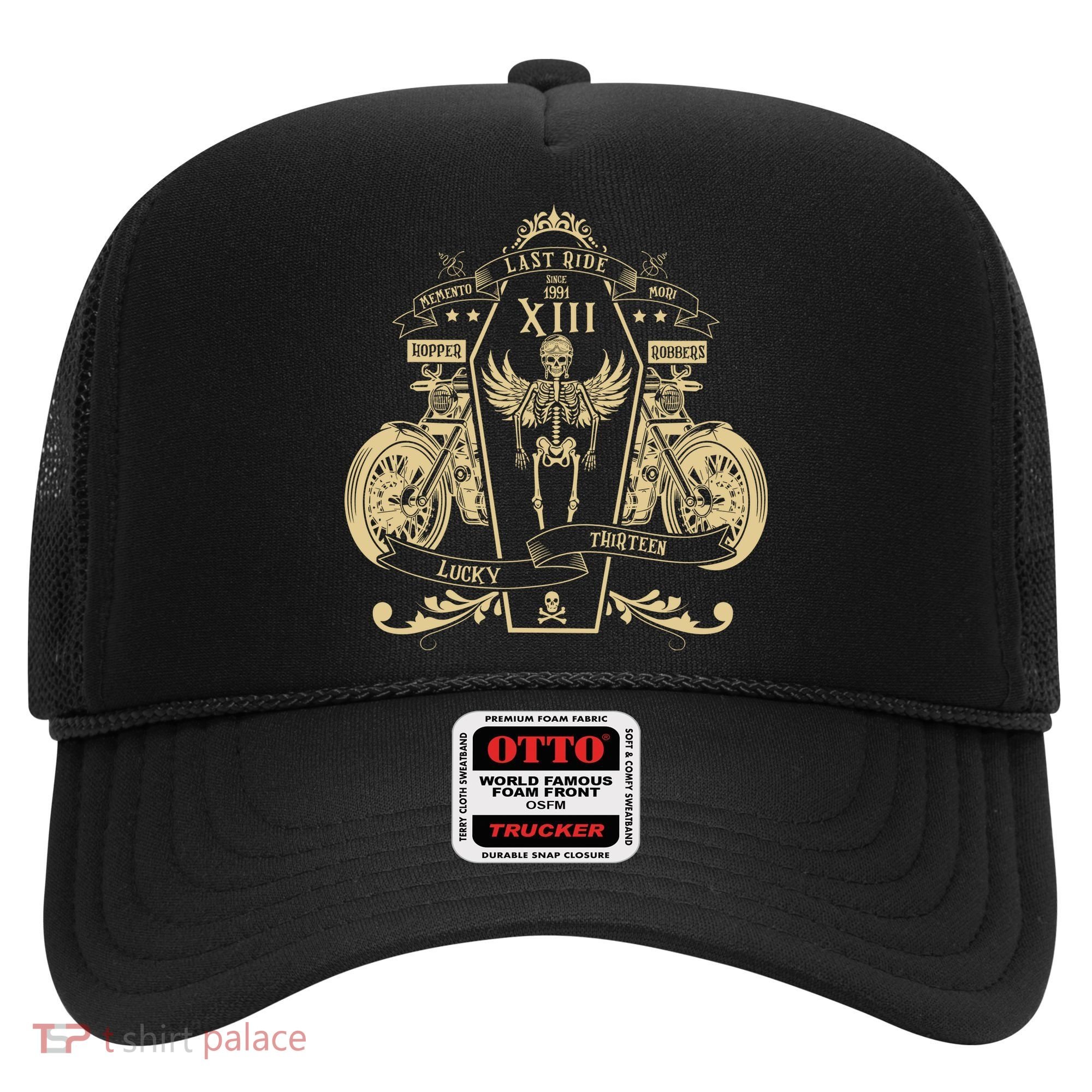Lucky 13 Thirteen Memento Mori Last Ride Skeleton Biker Hat