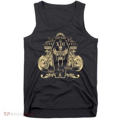 Lucky 13 Thirteen Memento Mori Last Ride Skeleton Biker Tank Top