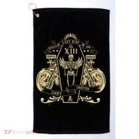 Lucky 13 Thirteen Memento Mori Last Ride Skeleton Biker Golf Towel thumb 0