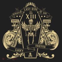 Lucky 13 Thirteen Memento Mori Last Ride Skeleton Biker Golf Towel thumb 3