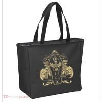 Lucky 13 Thirteen Memento Mori Last Ride Skeleton Biker Tote Bag thumb 2