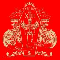 Lucky 13 Thirteen Memento Mori Last Ride Skeleton Biker Santa Hat thumb 1