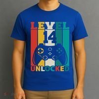 Level 14 Unlocked Video Game 14th Birthday Gamer Gift T-Shirt thumb 3