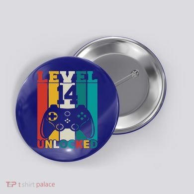 Level 14 Unlocked Video Game 14th Birthday Gamer Gift Button
