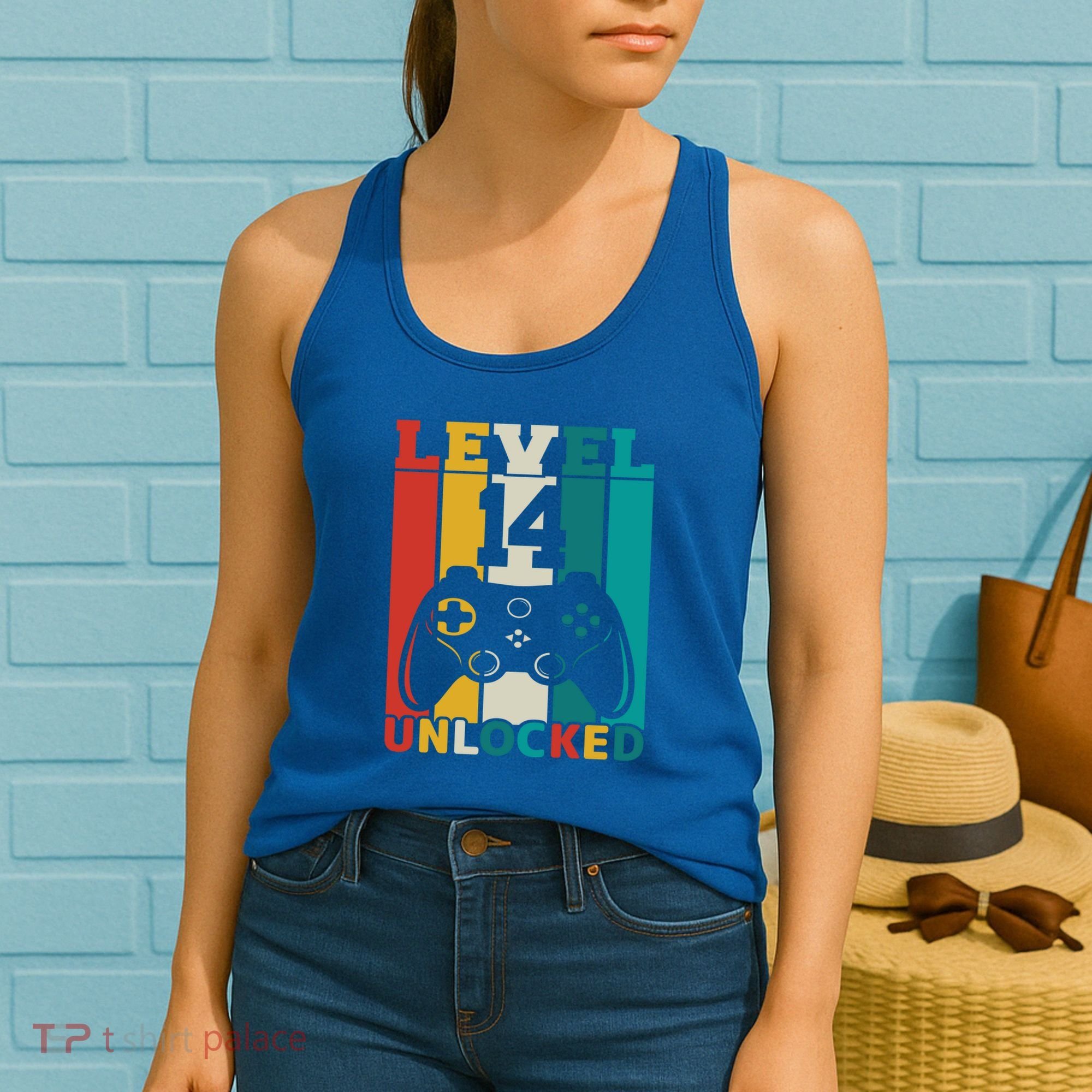 Level 14 Unlocked Video Game 14th Birthday Gamer Gift Women's Tank Top