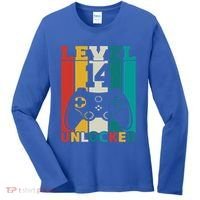 Level 14 Unlocked Video Game 14th Birthday Gamer Gift Women's Long Sleeve Shirt thumb 0