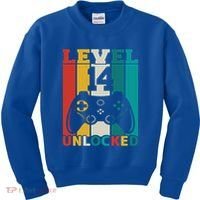 Level 14 Unlocked Video Game 14th Birthday Gamer Gift Kids Sweatshirt thumb 0