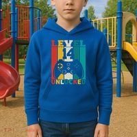 Level 14 Unlocked Video Game 14th Birthday Gamer Gift Kids Hoodie thumb 2