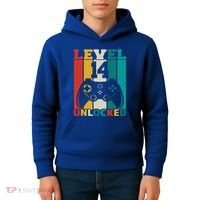 Level 14 Unlocked Video Game 14th Birthday Gamer Gift Kids Hoodie thumb 4