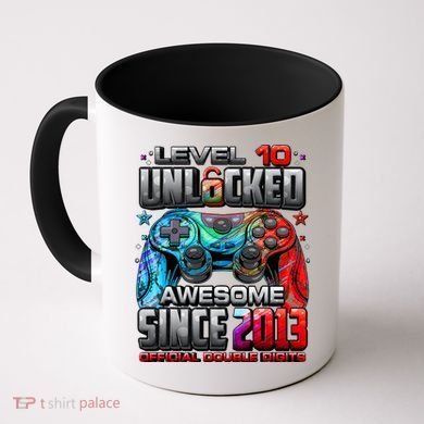 Level 10 Unlocked Awesome Since 2013 10th Birthday Gaming Coffee Mug