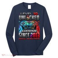 Level 10 Unlocked Awesome Since 2013 10th Birthday Gaming Long Sleeve Shirt thumb 0