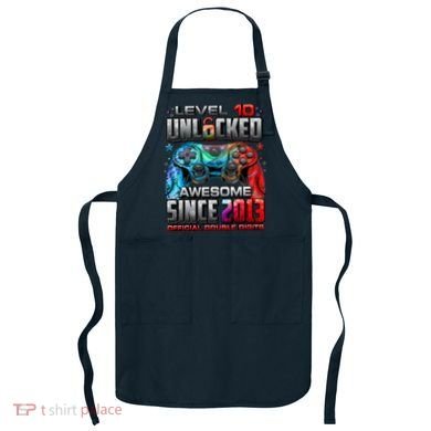 Level 10 Unlocked Awesome Since 2013 10th Birthday Gaming Apron