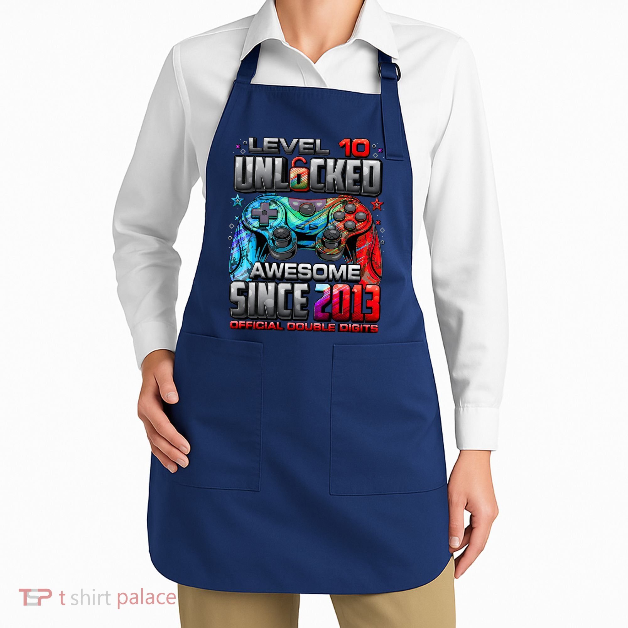 Level 10 Unlocked Awesome Since 2013 10th Birthday Gaming Apron