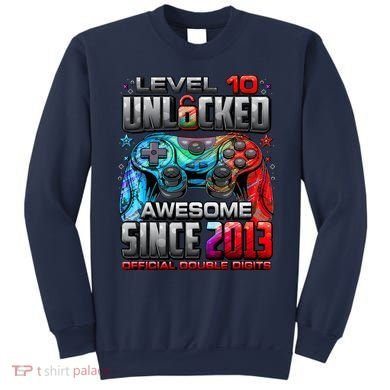 Level 10 Unlocked Awesome Since 2013 10th Birthday Gaming Sweatshirt