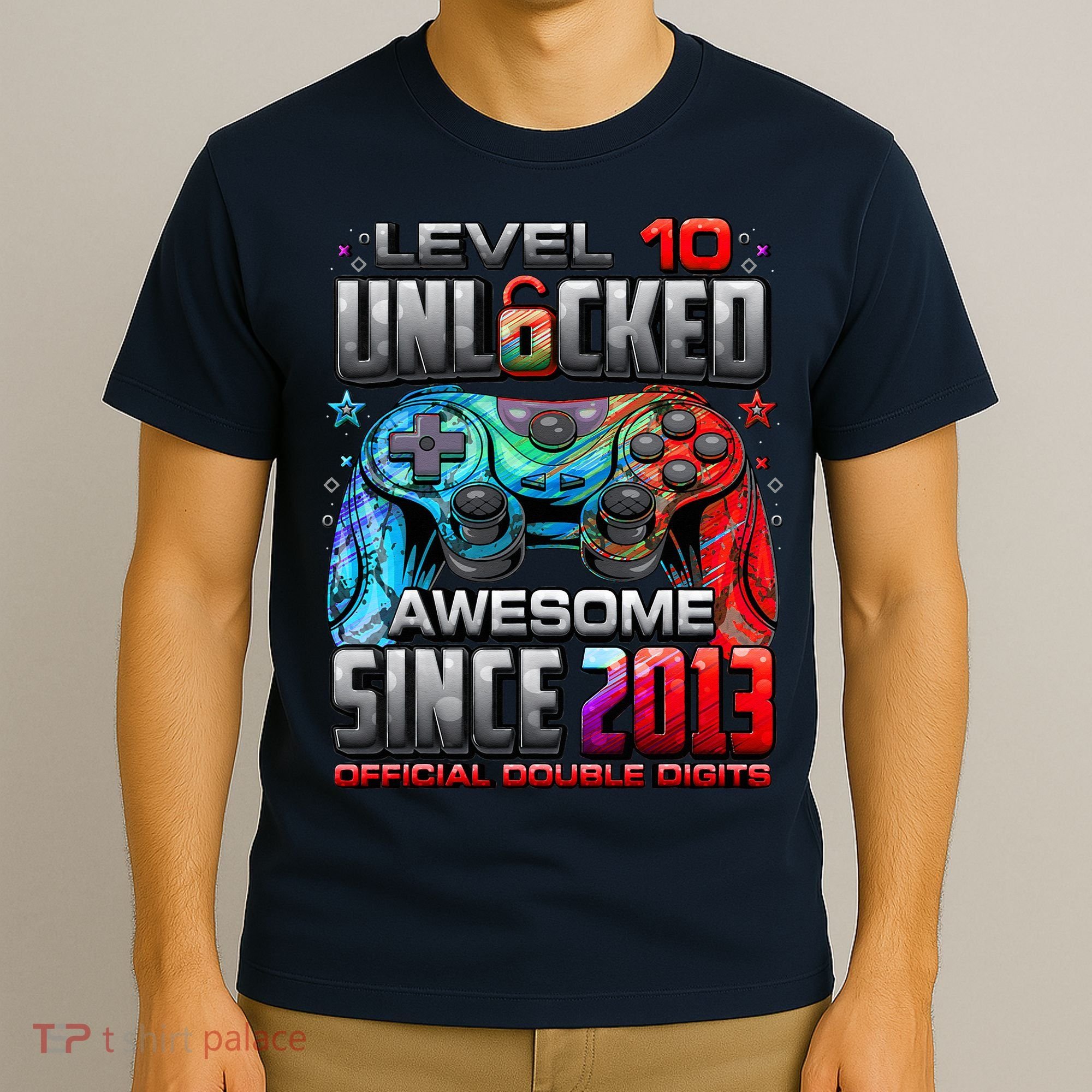 Level 10 Unlocked Awesome Since 2013 10th Birthday Gaming T-Shirt