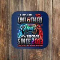 Level 10 Unlocked Awesome Since 2013 10th Birthday Gaming Coaster thumb 0