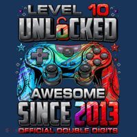 Level 10 Unlocked Awesome Since 2013 10th Birthday Gaming Women's Hoodie thumb 2