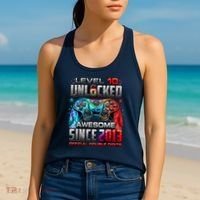 Level 10 Unlocked Awesome Since 2013 10th Birthday Gaming Women's Tank Top thumb 2