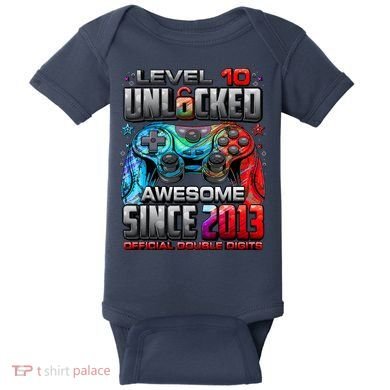 Level 10 Unlocked Awesome Since 2013 10th Birthday Gaming Baby Bodysuit