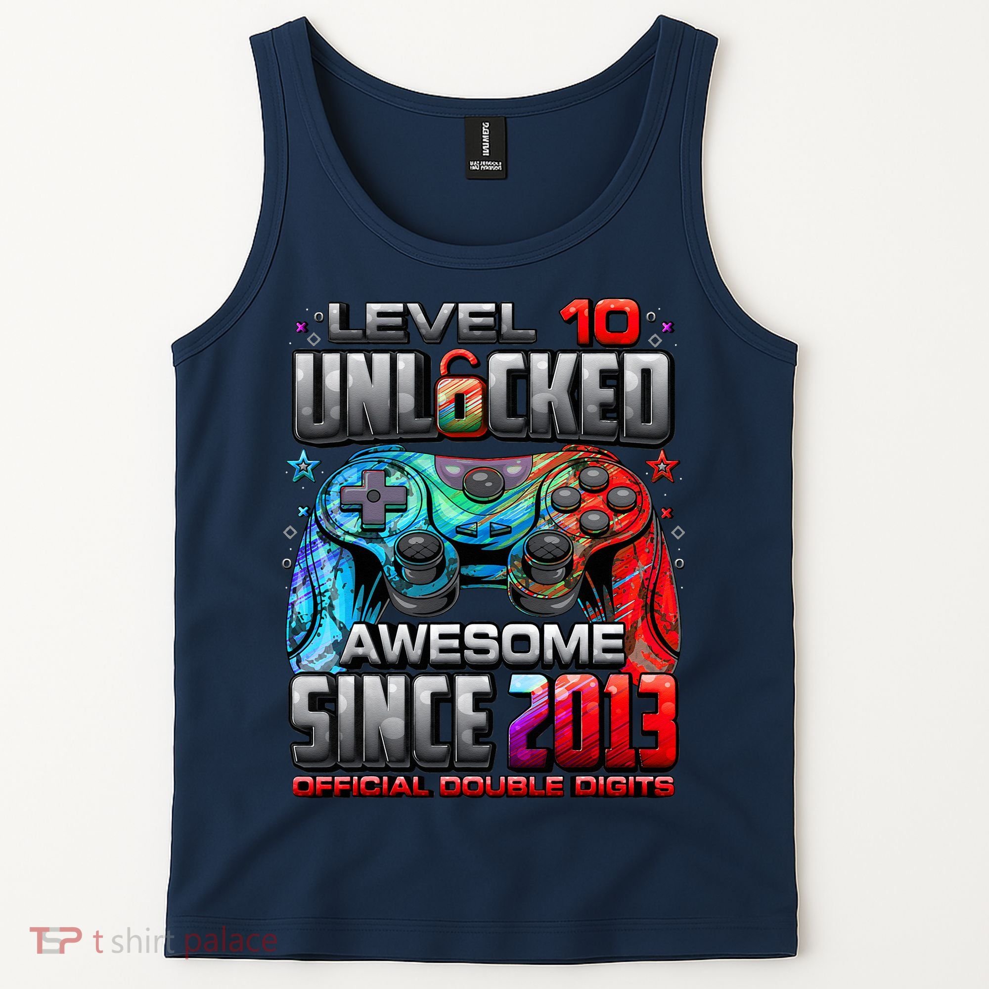 Level 10 Unlocked Awesome Since 2013 10th Birthday Gaming Tank Top