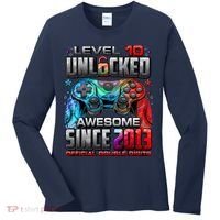 Level 10 Unlocked Awesome Since 2013 10th Birthday Gaming Women's Long Sleeve Shirt thumb 0