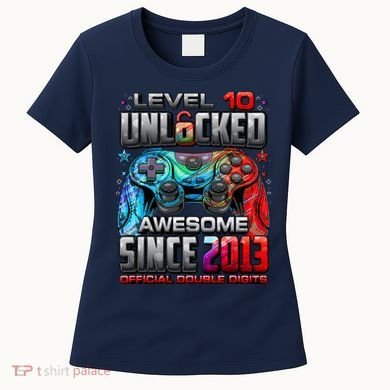 Level 10 Unlocked Awesome Since 2013 10th Birthday Gaming Women's T-Shirt