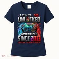 Level 10 Unlocked Awesome Since 2013 10th Birthday Gaming Women's T-Shirt thumb 0
