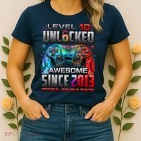Level 10 Unlocked Awesome Since 2013 10th Birthday Gaming Women's T-Shirt thumb 2
