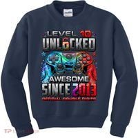 Level 10 Unlocked Awesome Since 2013 10th Birthday Gaming Kids Sweatshirt thumb 0